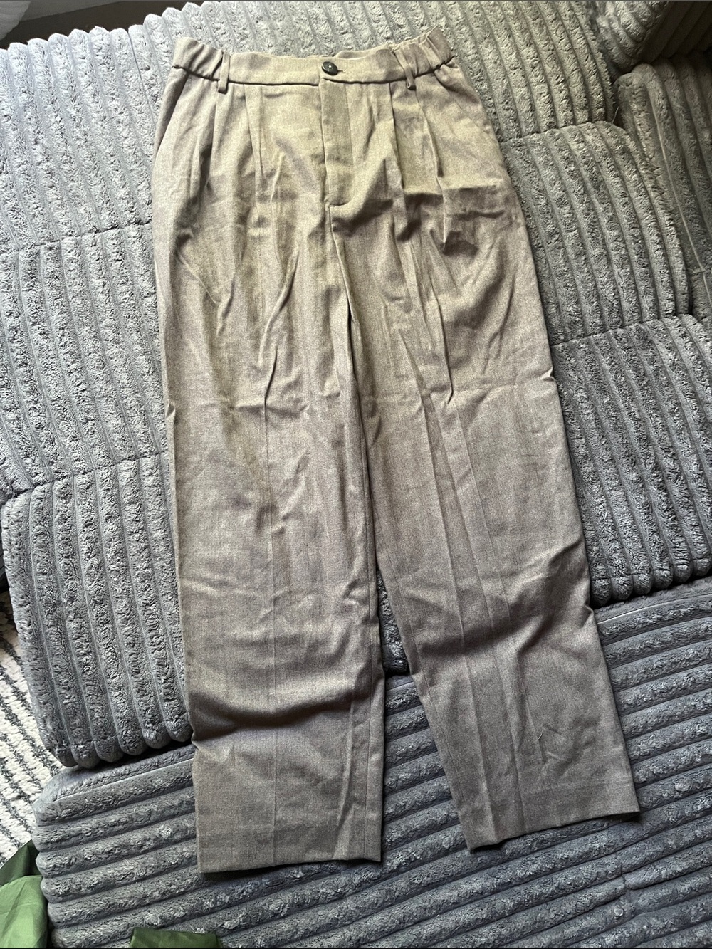 Zara Women's High-Rise Pleated Trousers - Brown khaki